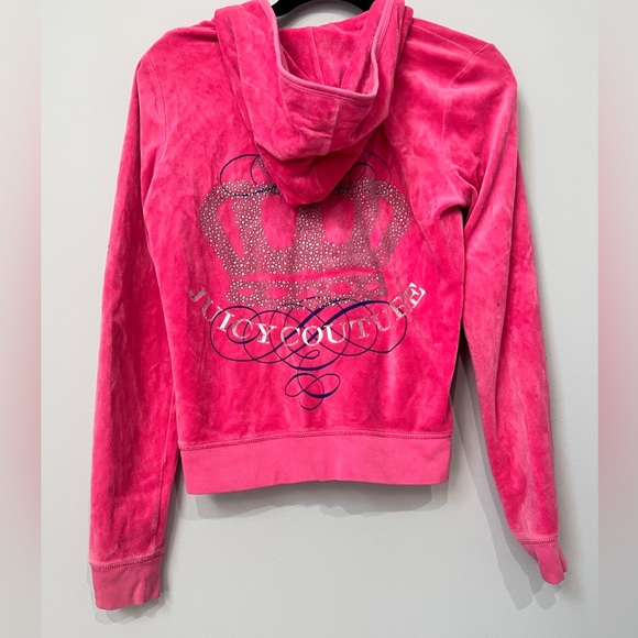 Juicy Couture Pink Velour Pink Zip Up Sweatshirt Large - Picture 5 of 5